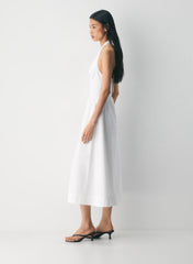 Cotton Poplin Halterneck Maxi Dress-Bright White