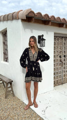 Delainey Mini Dress - Black/Beige