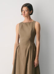 Tina Poplin Dress-Folio Brown