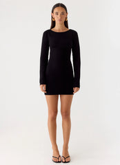 Soft Vision Knit Mini Dress Black