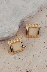 Silvia Geometric Earrings Gold/Ivory Tort