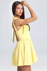 Draped Corset Mini Dress In Lemon Sherbet