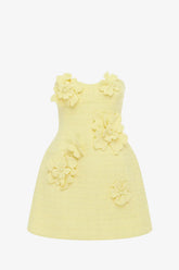 Rosario Tweed Petal Bustier Mini Dress - Sorbet Yellow