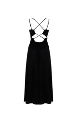 Lila Black Midi Dress With Cross-Back Ties