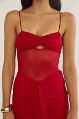 Serenella Lace Maxi Dress Red