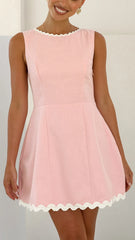 Aceline Mini Dress - Pink/White