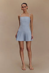 Rylee Multi Pleat Mini Dress - Ice Blue