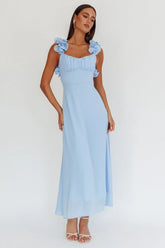 Eloquent Lace-Up Back Maxi Dress Blue