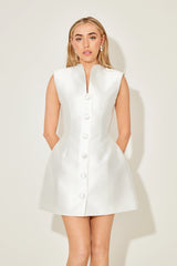 Satin Buttoned Mini Dress