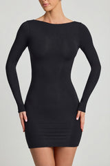 Modal Open-Back Bodycon Mini Dress In Black