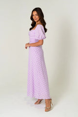 Cassandra Soft Lilac Gingham Maxi Dress