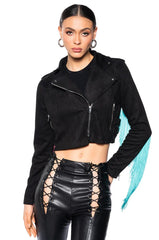 Fringe Back Light Weight Moto Jacket
