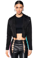 Fringe Back Light Weight Moto Jacket