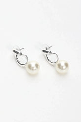 Krizia Drop Earrings Silver Pearl