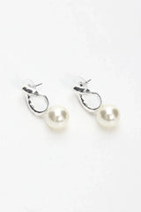 Krizia Drop Earrings Silver Pearl