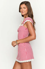Jolie Red Short Sleeve Mini Dress