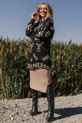 Hays Oversized Cardigan | Black + Tan