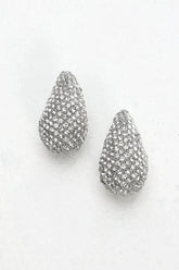 Nebula Pave Teardrop Earrings Silver Diamante