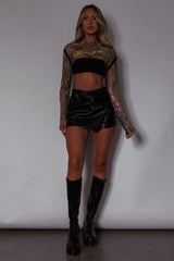 Last Call Fishnet Crop Top Black