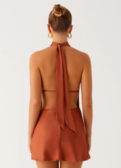 Golden Dunes Mini Dress - Rust