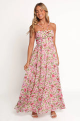 Cascade Halterneck Maxi Dress - Carmine Rose