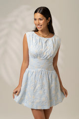 Nicole Blue Cap Sleeve Mini Dress