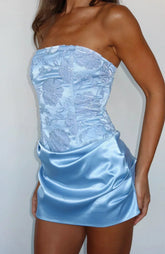 My Time Is Now Strapless Mini Dress Blue