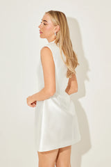 Satin Buttoned Mini Dress