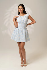 Nicole Blue Cap Sleeve Mini Dress