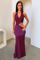 Walker Halterneck Maxi Dress - Plum
