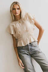 Whit Smocked Blouse In Cream Final Sale