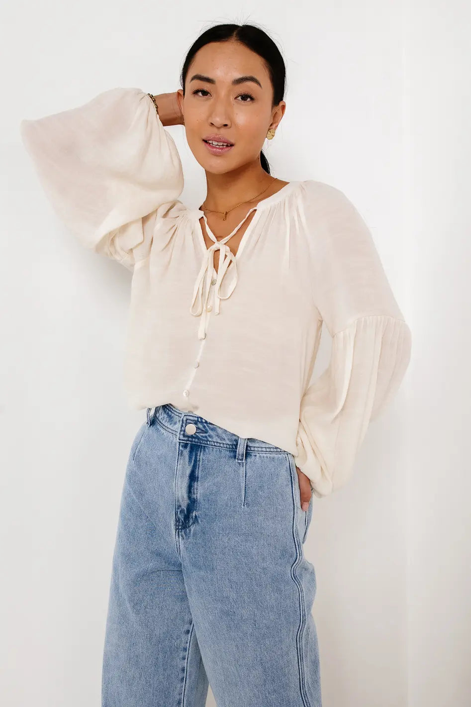 Head In The Clouds Blouse In Ivory Final Sale
