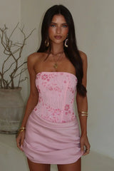 Skye Strapless Beaded Mini Dress - Baby Pink