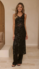 Valencia Sequin Maxi Dress - Black