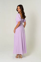 Cassandra Soft Lilac Gingham Maxi Dress