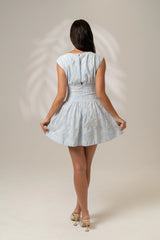 Nicole Blue Cap Sleeve Mini Dress