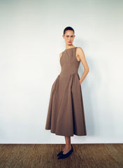 Tina Poplin Dress-Folio Brown