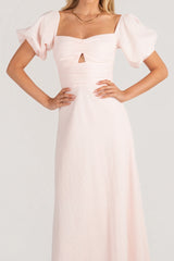 Felicia Soft Pink Puff Sleeve Maxi Dress