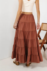 Kenzington Tiered Skirt In Brown Final Sale