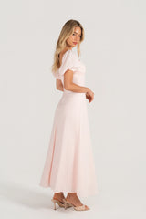 Felicia Soft Pink Puff Sleeve Maxi Dress