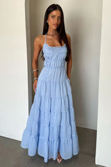 Daisy Halter Neck Maxi Dress - Blue