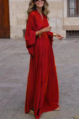 Elegant Long Sleeve V-Neck Dress For Women