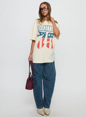 4Th July Led Zepplin Oversized Tee White