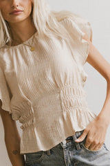 Whit Smocked Blouse In Cream Final Sale