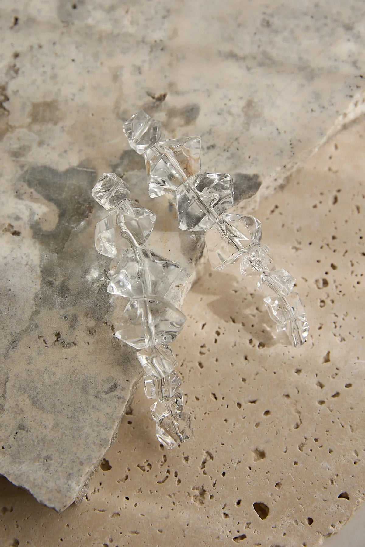 Venusa Irregular Bead Drop Earrings Clear