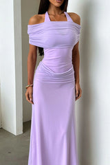 Ellie Halter Neck Maxi Dress - Purple