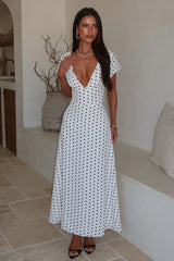 Sora Midi Dress - White Polka