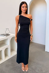 Sena One-Shoulder Maxi Dress - Black