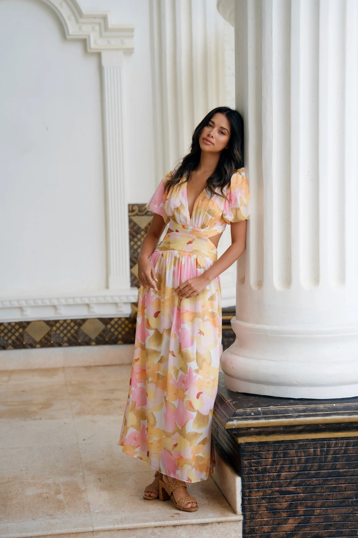 Bella Puff Sleeve Print Maxi Dress