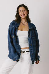 Midtown Oversized Denim Jacket In Dark Wash